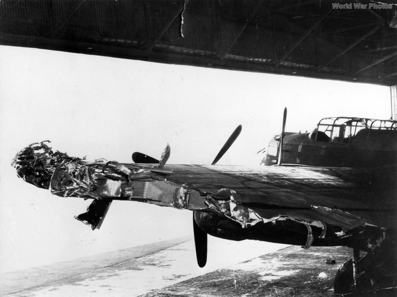 Damaged wing of Lancaster PD217