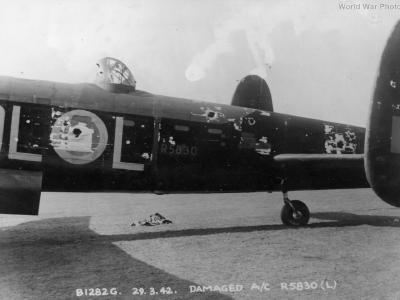 Manchester R5830 83 damaged by Flak