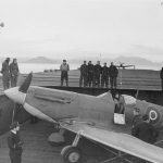 Seafire on aircraft carrier elevator