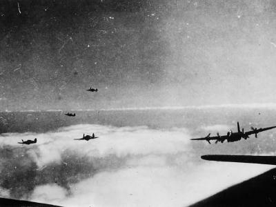 No. 15 Squadron RAF Stirlings Mk I and Hurricane escorts