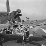 Canadian Spitfire damaged by flak