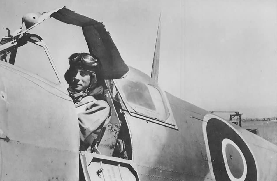 French Army Pilot Flies British Spitfire in North Africa