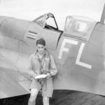 Wing Commander Colin Gray with his Spitfire at Souk-el-Kehemis while commanding No. 81 Squadron RAF