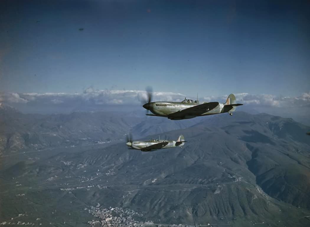 Spitfires Mk IX of No. 241 Squadron RAF MA425 RZ-R and MH635 RZ-U