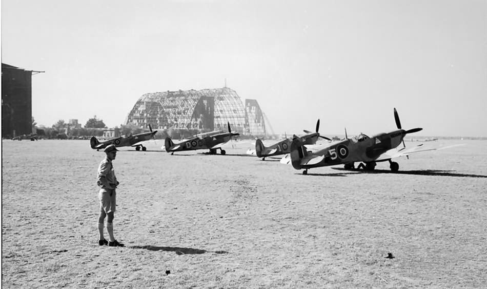 Spitfires Mk VIII of No. 92 Squadron RAF parked at Grottaglie 1943