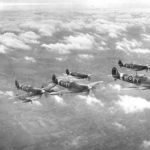 Spitfires Mk IX of No. 611 Squadron RAF in flight