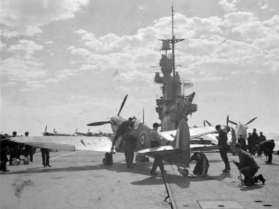 Spitfires Mk V aboard HMS Eagle