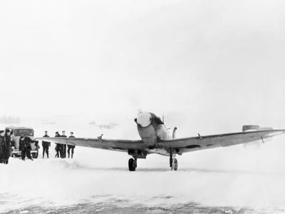 Supermarine Spitfire of No. 603 Squadron RAF taxiing out at Dyce 4 February 1942