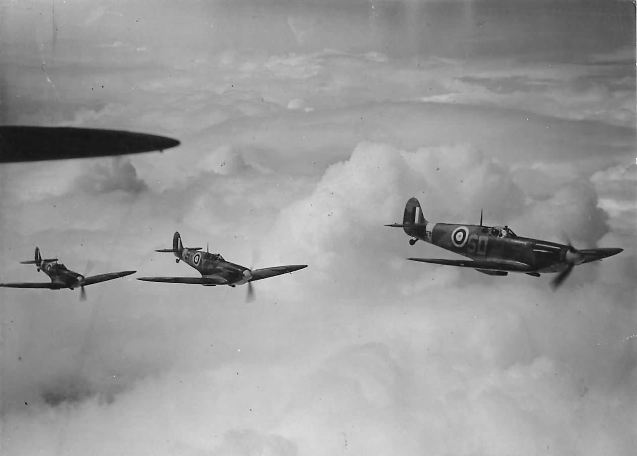 Spitfires Mk I of No. 501 Squadron RAF during patrol 1941
