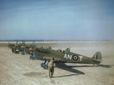 Spitfire Mk V BR195 AN-T of No. 417 Squadron RCAF at Goubrine Tunisia