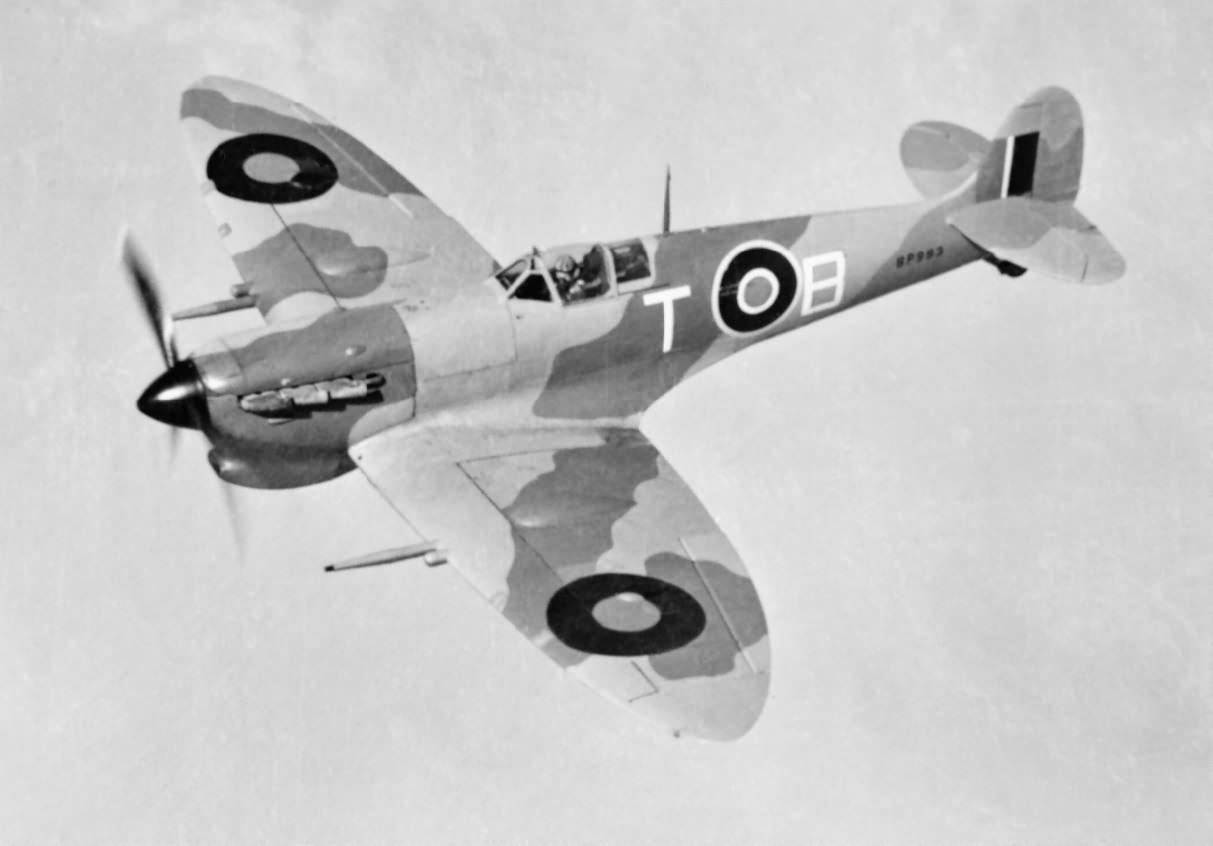 Spitfire Mk Vc BP983 of No. 249 Squadron RAF in flight over Egypt