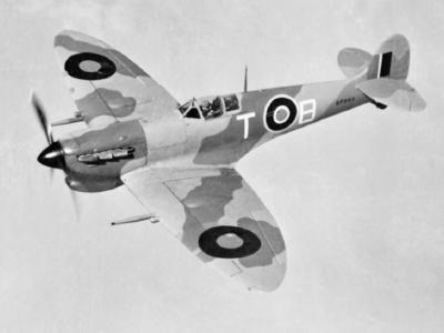 Spitfire Mk Vc BP983 of No. 249 Squadron RAF in flight over Egypt