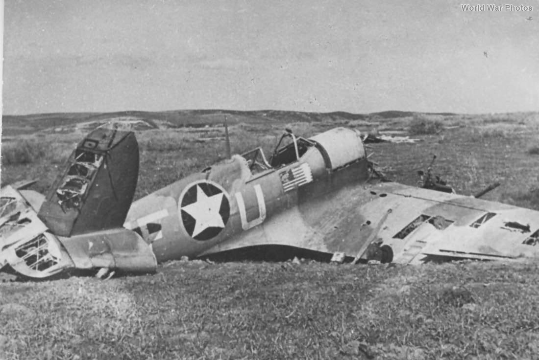 Crashed Spitfire VF-U of the 5th FS Africa