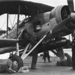 Swordfish with torpedo aboard carrier