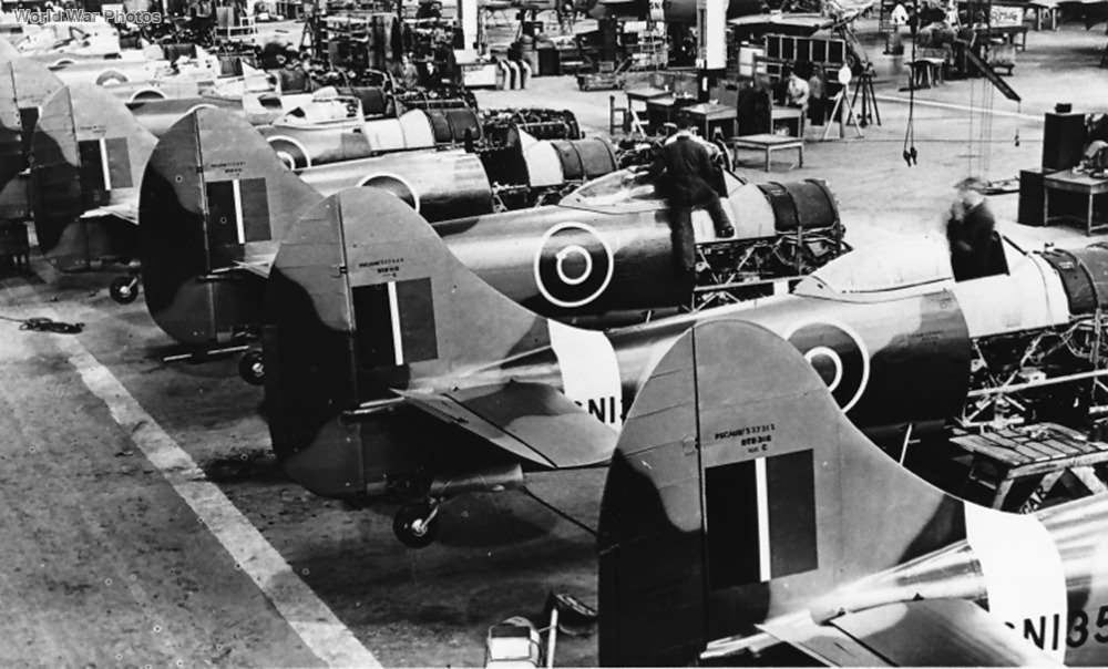 late series Hawker Tempest Vs in production at Langley 1945