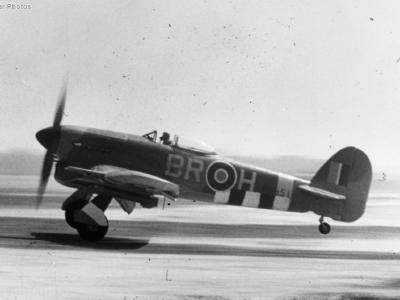 Typhoon MN851 BR-H 184 Squadron RAF take-off at Camilly