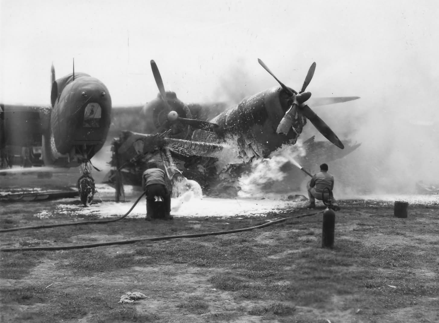 Douglas A-20 of 47th BG and P-47 Thunderbolt crash