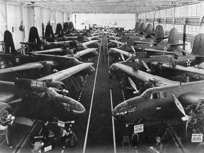 British Boston and A-20 bombers on assembly line