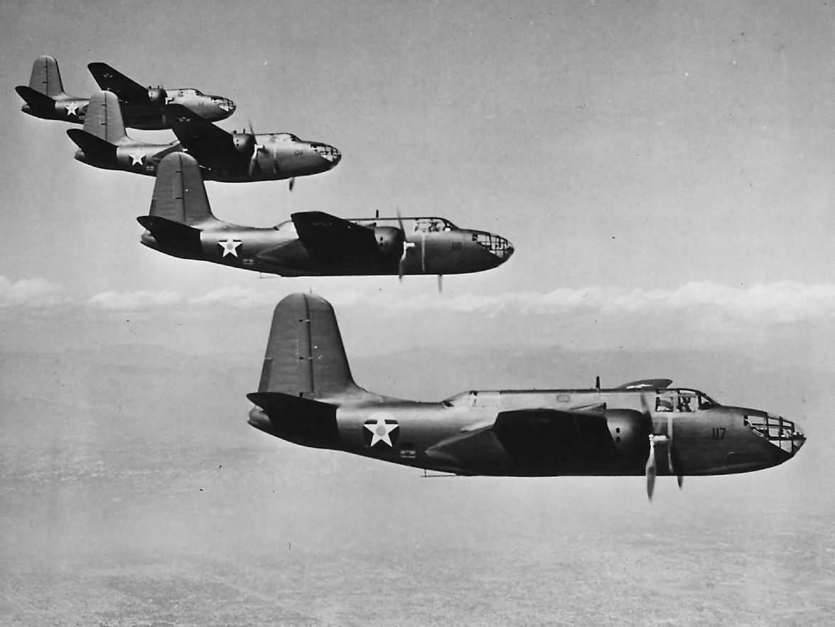 Formation of Douglas A-20A bombers