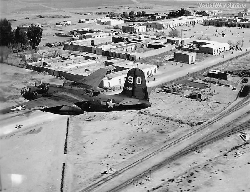 A-20B 41-3445 Flying Low Over Town North Africa