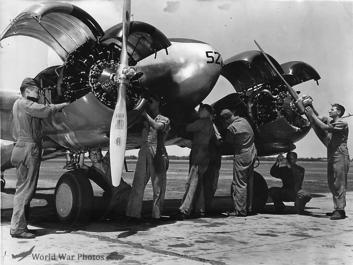 Mechanics Working on Curtiss-Wright AT-9 at Maxwell Field 42