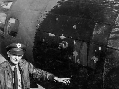 B-17 Flying Fortress of the 385th Bomb Group damaged after Schweinfurt Raid 1943