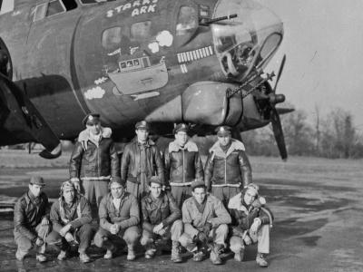 B-17G 390th Bomb Group Nose Art and Crew Photo Starks Ark