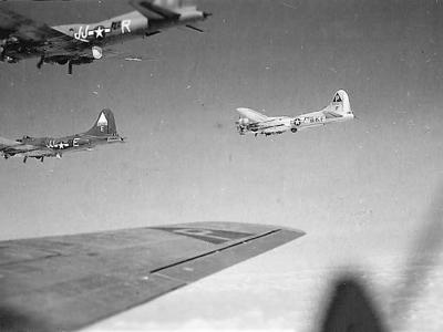 B-17 Flying Fortress bombers of the 384th Bomb Group 406 squadron NLS