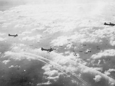 B-17 Flying Fortress Group Dropping Bomb On Germany