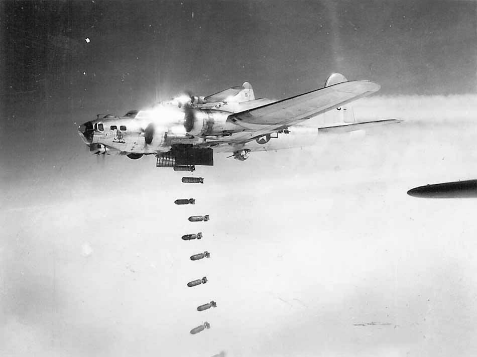 B-17G Flying Fortress Huckleberry Duck Dropping Bombs On Target