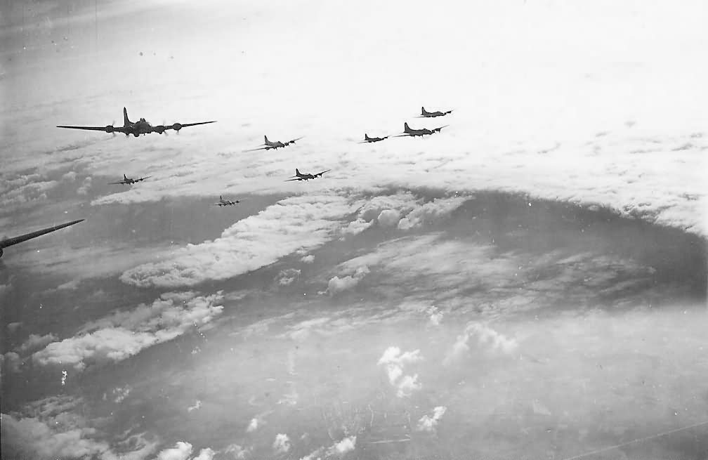 B-17 bombers squadron over Freckenhorst Germany 23 March 1944