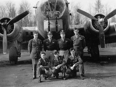 Crew and Boeing B-17G Flying Fortress Bomber