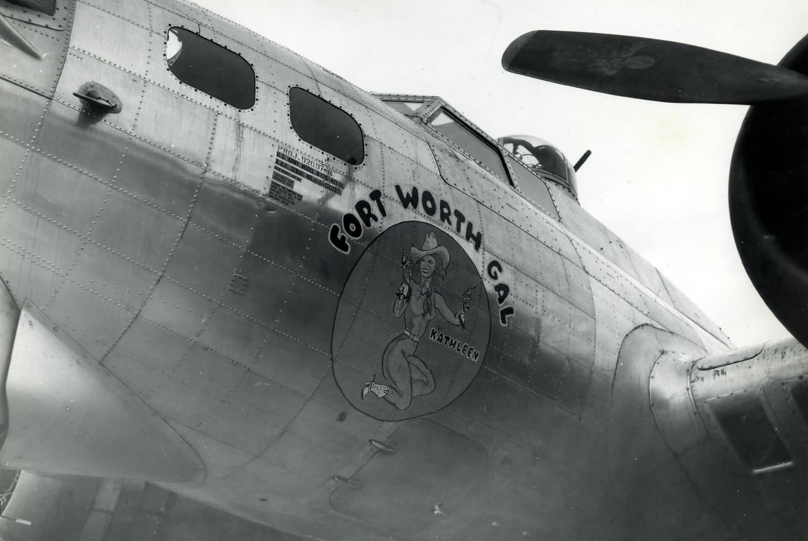 Boeing B-17G Nose Art Fort Worth Gal / Kathleen of the 381st Bomb Group 533rd Bomb Squadron