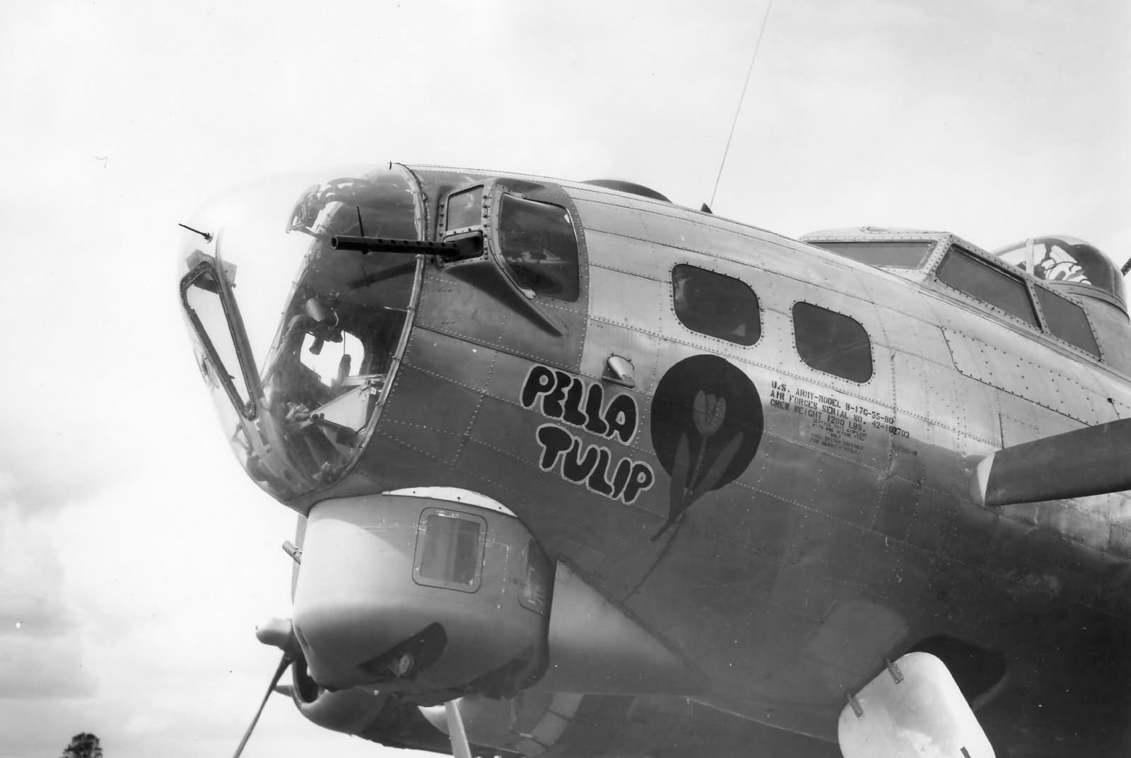 B-17G Flying Fortress Nose Art Pella Tulip of the 381st Bomb Group