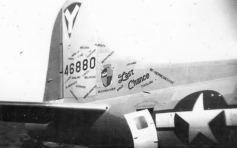 Graffiti Covered Tail Of 463rd Bomb Group B-17G Flying Fortress 44-6880 Last Chance