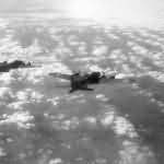 B-17 of the 91st Bomb Group in flight during World War II
