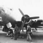 USAAF crew with their B-17 Flying Fortress Bomber on Airfield After a Mission