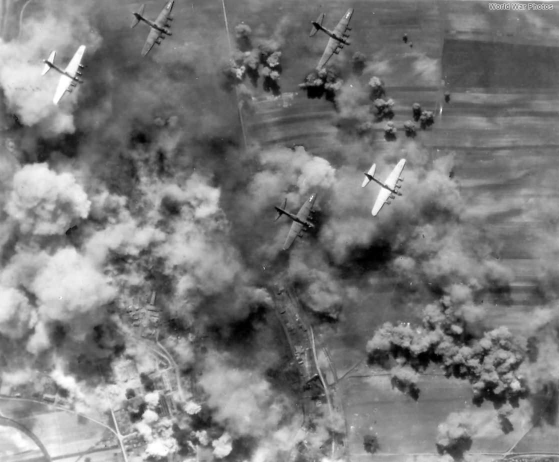B-17s of 301st BG blast Messerschmitt factory near Vienna