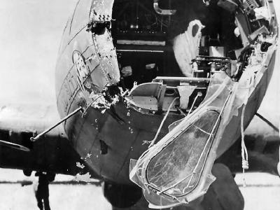 Badly damaged 305th BG’s B-17F „Old Bill” and Bruce Bairnsfather 15 May 1943