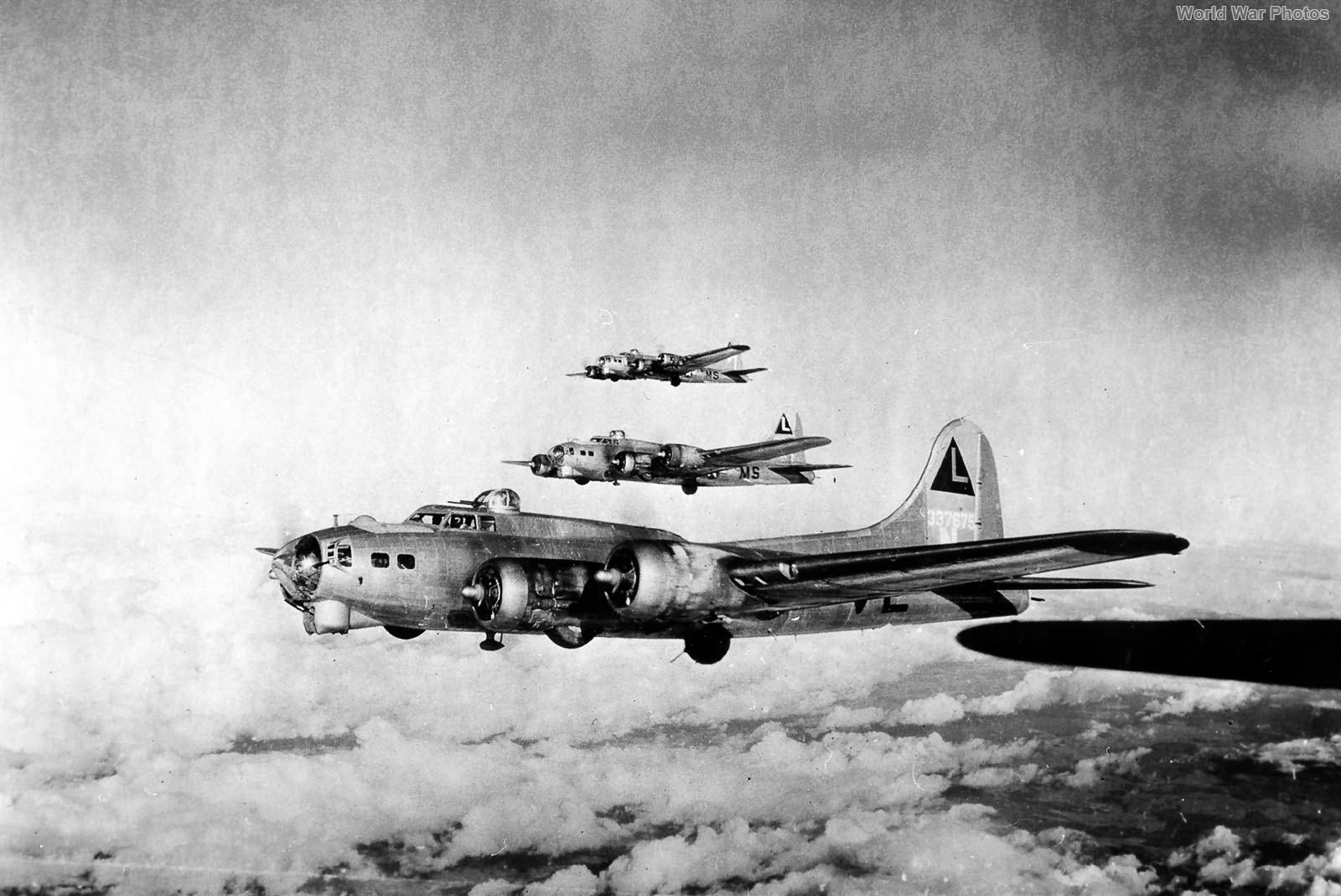 381st Bomb Group B-17G formation over the oil plants at Merseburg on 25 November 1944