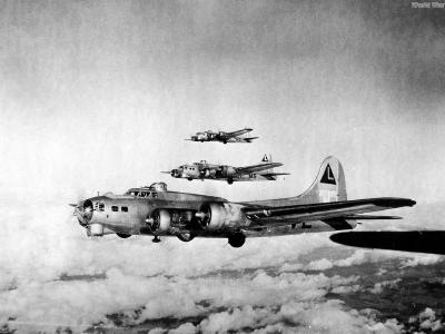 381st Bomb Group B-17G formation over the oil plants at Merseburg on 25 November 1944