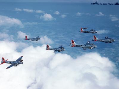 381st Bomb Group B-17 formation in color 3