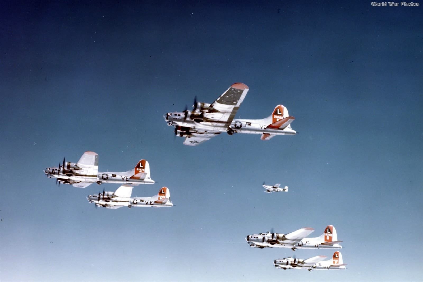 381st Bomb Group B-17 formation in color