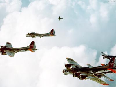381st Bomb Group B-17 formation in color 6
