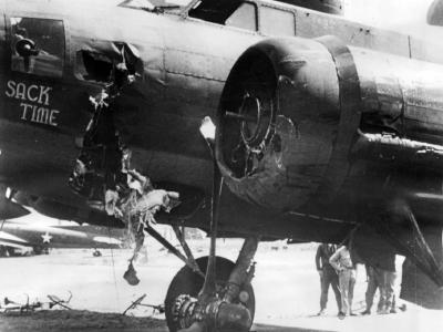 B-17F of the 385th BG named „Sack Time” after Schweinfurt Raid 1943