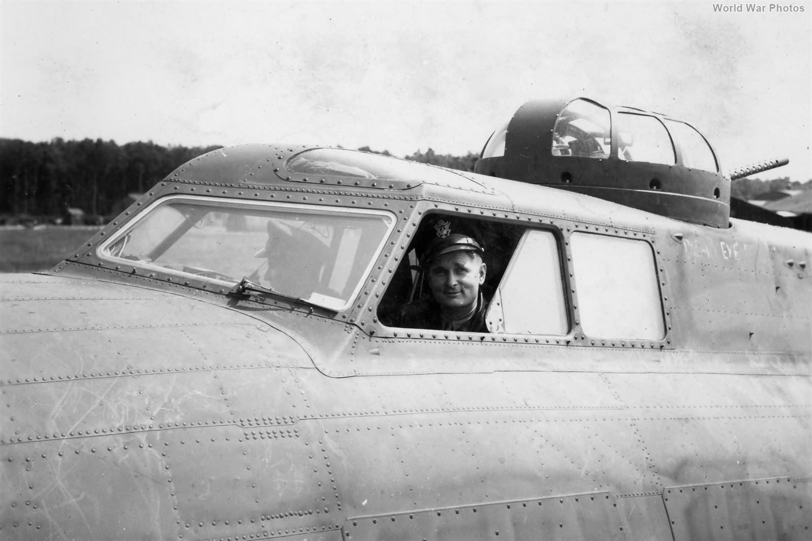 385th BG pilot Lt F W Lipe in the cockpit of his B-17F