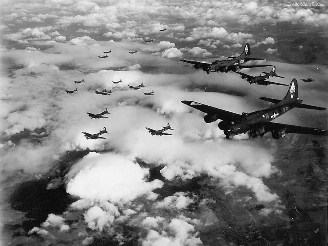 Formation of B-17G of the 381st BG