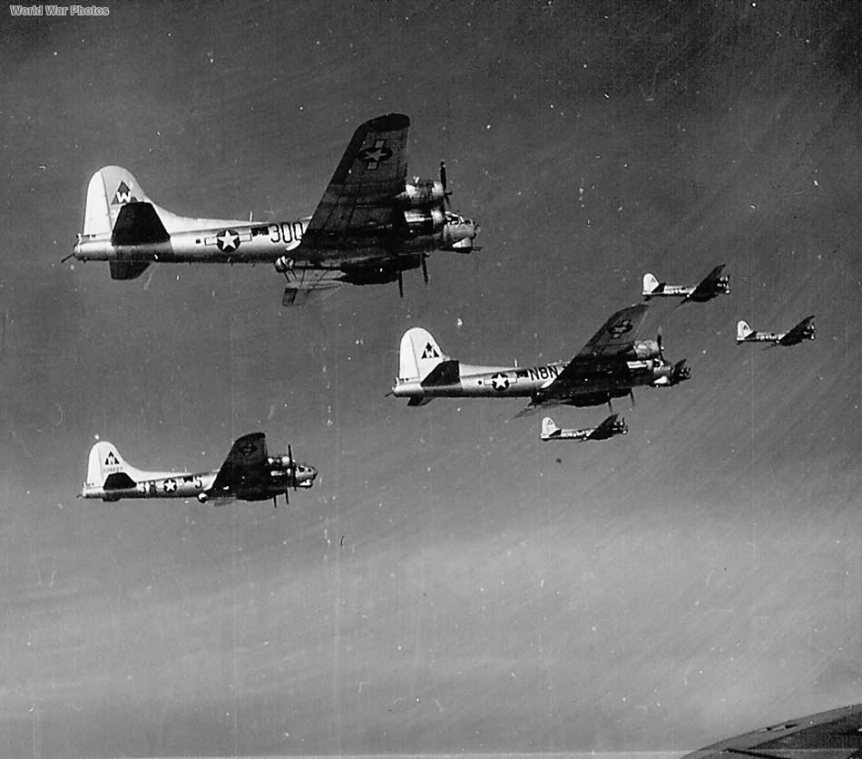 B-17s of the 398th BG over Halle 31 March 1945