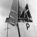 Damaged tail of B-17G 42-97261