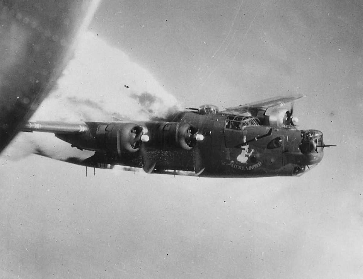 B-24H Liberator 42-94812 of the 493rd BG hit by flak over Quakenbrück Gemany – June 29, 1944